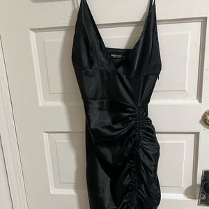 Nasty Gal satin ruched dress with adjustable straps, extremely flattering!